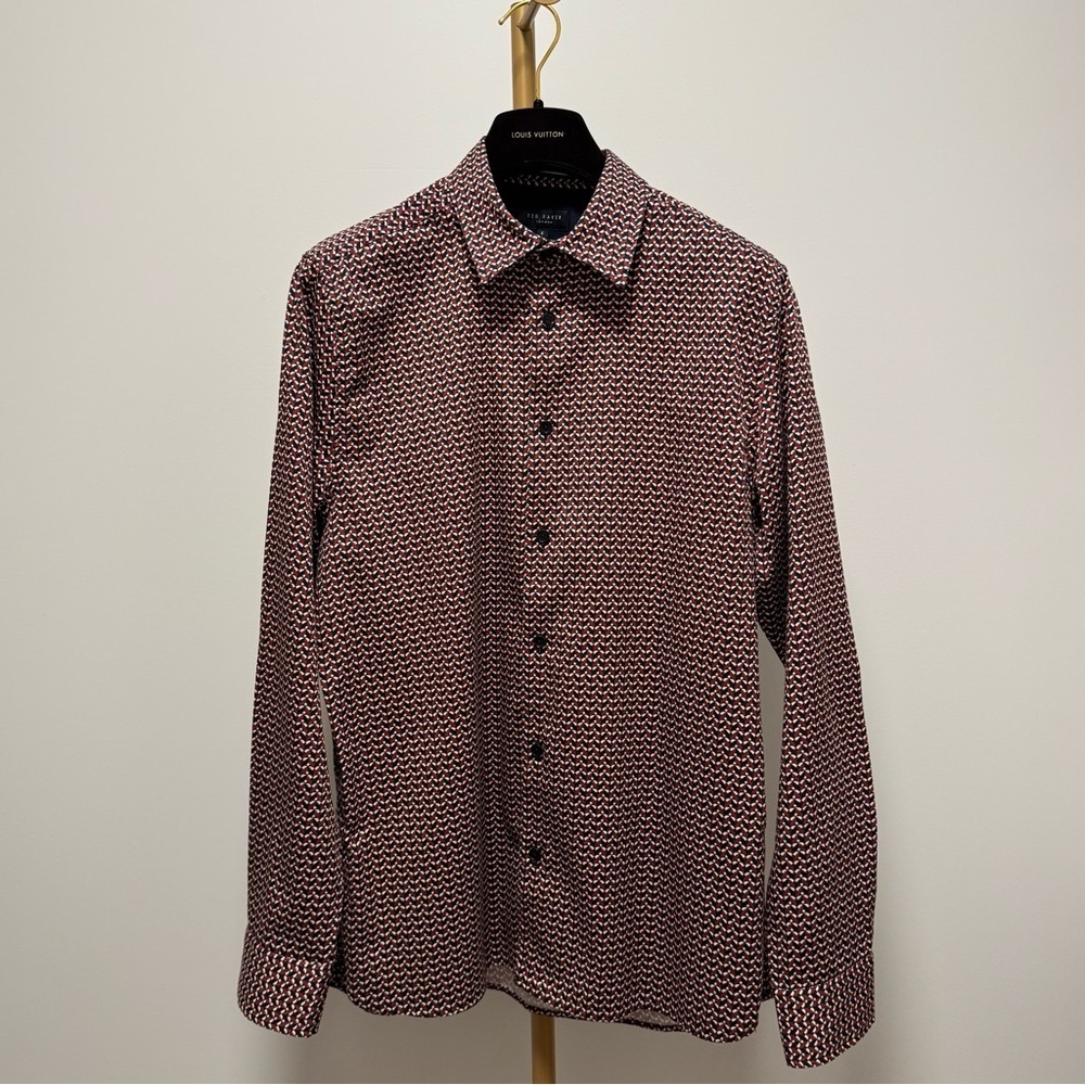 Ted Baker London Slim Fit Geometric Print Shirt (Size 4 / L)​​​ - Picture 2 of 13